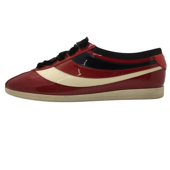 Gucci Men’s Falacer Hebron Web Patent Leather. U.S Size 6 Red Multi - Picture 6 of 15